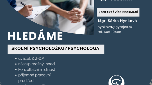 Hledáme školní psycholožku / školního psychologa